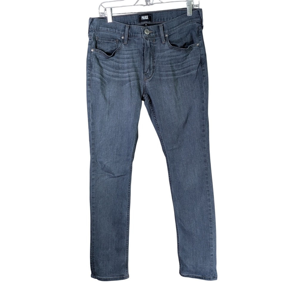 Paige Federal Slim Straight Jeans Mens 31 Dark Blue Gray Stretch Denim USA Made